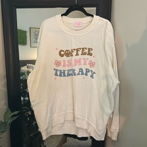 Pink lily waffle crew neck